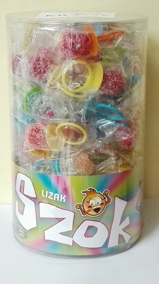 Lizak SZOK  ( Smoczek Kwaśny z gumą do żucia ) 16g / 60 szt w op